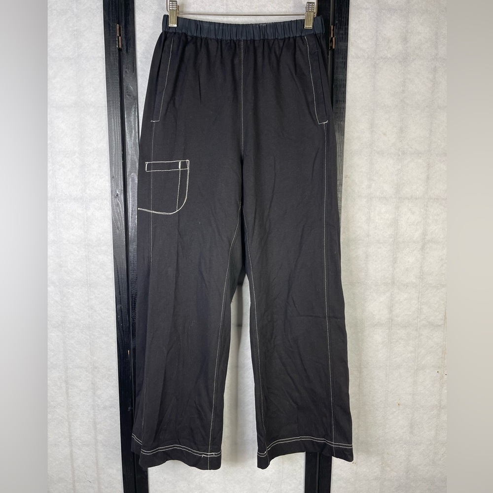 Men's Black Cargo Pants with Contrast Stitching